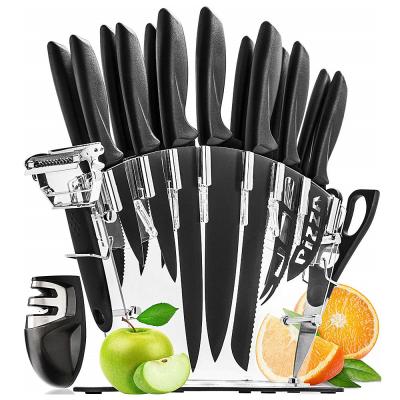 China Amazon Viable Hot Selling 17pieces Kitchen Knife Set With Sharpener Knife Set With Block for sale