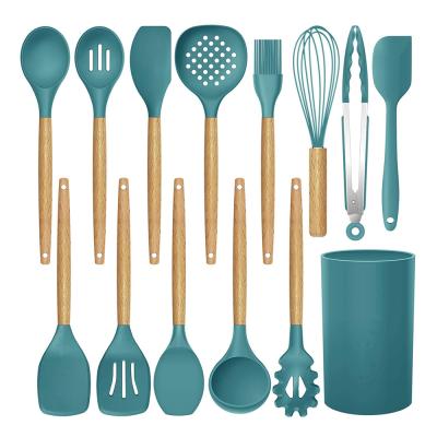 China Sustainable Amazon Hot Selling 14 Piece Silicone Cooking Utensils Set, Nonstick and Heat-Resista for sale