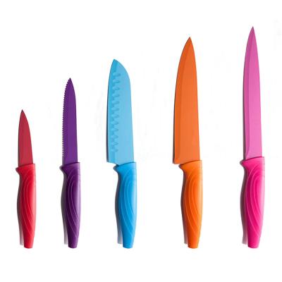 China Sustainable Customized 5pcs Colored Stainless Steel Kitchen Knife Set for sale