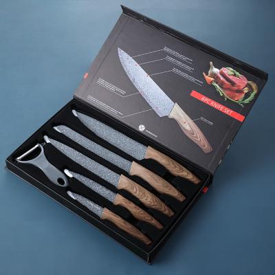 China Factory Wholesale Gift Color Box Stainless Steel Sharp 6Pcs Knife Sets Kitchen Knife Set Viable New for sale