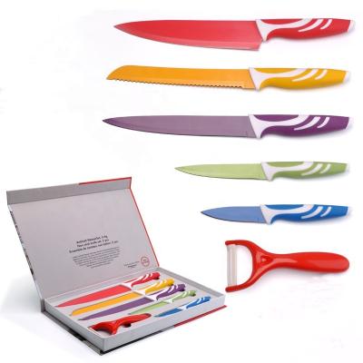 China Sustainable Size 6PCS Quality Knife Set Nonstick Kitchen Knife Royalty Line Set for sale