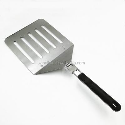 China Foldable Pizza Turner , Durable Large Size Pizza Tools TPR Handle Stainless Steel Pizza Spatula for sale