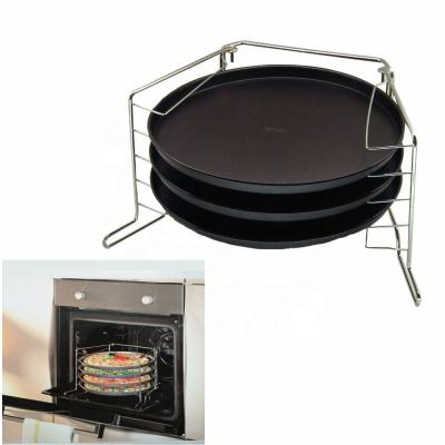 China Sustainable High Quality Pizza Pan With Rack 4 Layers Rack With 3 Non-Stick Pizza Pan for sale