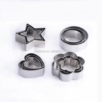 China Viable Custom Heart/Flower/Star/Stainless Steel Round Shape 12PCS Cookie Cutter Set for sale