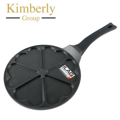 China Sustainable Lovely 26cm 6 Heart Shape Pancake Pan Egg Frying Pan Non-stick Pan for sale