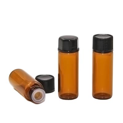 China Cosmetic Fine Tan Essential Oil Sample Bottles Clear Brown Packing Bottle for sale