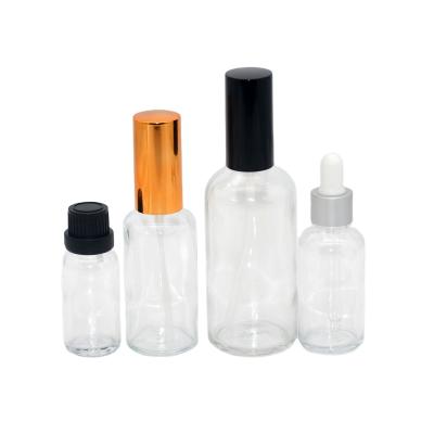 China Small Kind Dropper Bottle 5ml10ml15ml20ml30ml50ml100ml Transparent Glass Essence Oil Cosmetics Packaging for sale