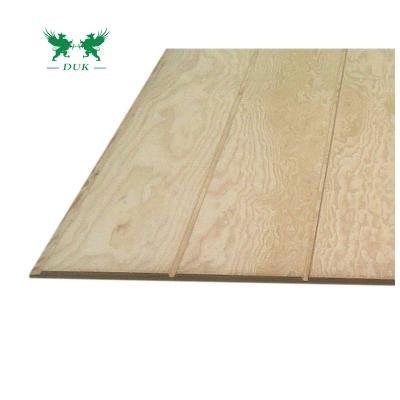 China Hotel T1-11 Flute Pine Plywood , Slotted Pine Decoration Slotted Sheet For Wall Panel for sale