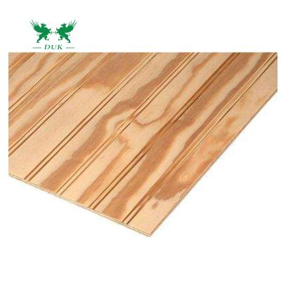 China Contemporary 18mm Fluted Pine Faced Plywood , Pine Groove Pine Plywood For Decoration for sale