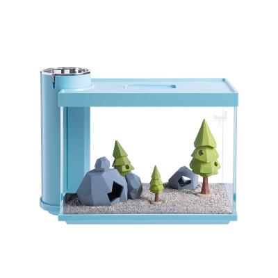 China Nepall desktop aquarium design side-filter desktop stocked creative aquarium for sale