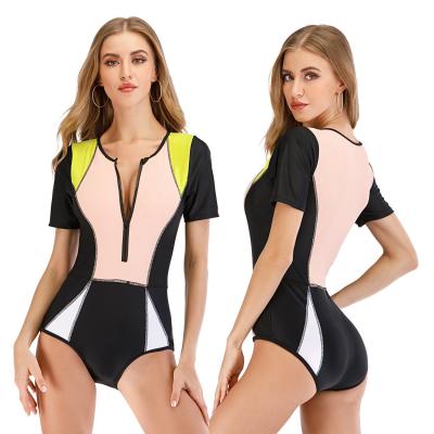 China Long or Short Sleeve Wetsuit Breathable Swimwear Young Girls Teenagers Swimsuit Female Beach Print Breathable Surfing Swimwear for sale