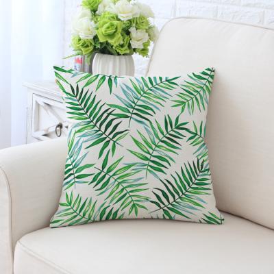 China Other New Style Green Leaf Cotton Cushion Cover Canvas Home Decorative for sale