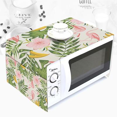 China Waterproof Hot Design Floral Printed Household Flowers Canvas Microwave Dust Cover For Kitchen for sale