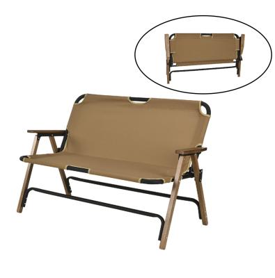 China Durable Outdoor Furniture Picnic Chair 2 Person Fabric Folding Wooden Fishing Portable Camping Chair for sale