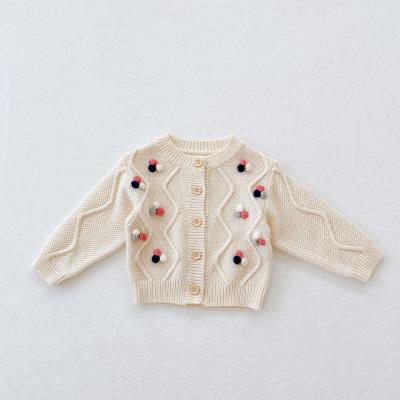 China Ivy41194A Infant Winter Autumn Toddler Baby Romper Sweaters Pom Pom Kids Anti-Shrink Knitted Cardigan for sale