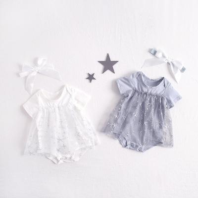 China European Ivy10710A 100% Short Sleeve Baby Romper Baby Romper Dress Cotton O-Neck Baby Girl Dress Romper for sale