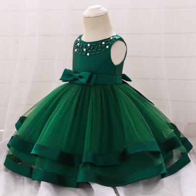 China Ivy10494 Babies Birthday Dress Solid Color Toddler Dress Breathable Design for sale