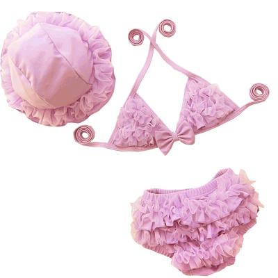 China Ivy40744A Bikini Fashion Swimwear Kids Girls 3 Pieces Beautiful Flower Girls Bikini Swimwear Swimwear for sale