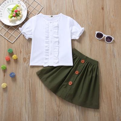 China Ivy10079A New Arrival Children's Summer Clothing Set Kids Girls White Shirt Shirt+Skirt With Skirt A Line Set for sale