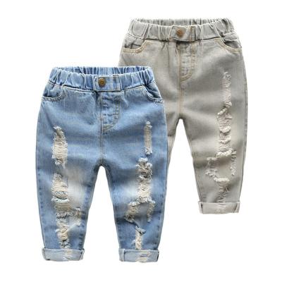 China Ivy40656A Viable Boutique Kids Pants 2021 New Kids Fashion Jeans Boy Distressed Denim Pants for sale