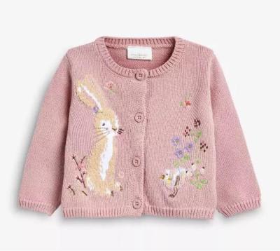 China Ivy90025A Sustainable European Design Winter Cardigan Animal Embroidery Knitted Christmas Girls Kids Sweaters for sale