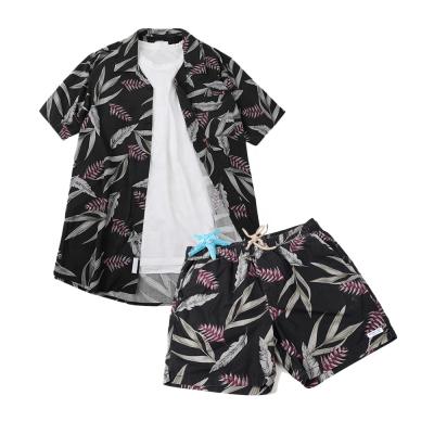 China Wholesale Cheap Viable Cotton Rayon Custom Printed Beach Men Short Sleeve Mens Hawaiian Shirt Set for sale