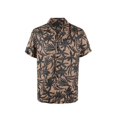 China OEM Sustainable Factory Direct Floral Printed Mens Beach Shirts Short Sleeve Canvas Casual for sale