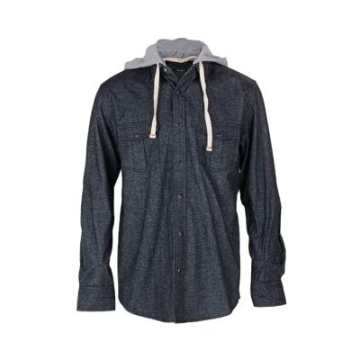 China Breathable Competitive Price Comfortable Men Long Sleeve Hooded Solid Color Flannel Shirt Jacket for sale