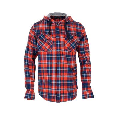 China Good Breathable Cotton Flannel Sealed Casual Plaid Hooded Shirt for sale