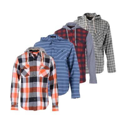 China Wholesale Custom Viable Casual Check Hooded Mens Flannel Shirt 100% Cotton for sale