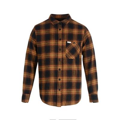 China Fashion Autumn Factory Wholesale Breathable Turn-Down Collar Plaid Shirt Long Sleeve Woven Custom Men for sale