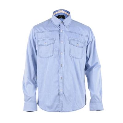 China Viable Made In China High Quality Fashionable Two Pockets Long Sleeve Solid Cotton Button Up Shirt Men for sale