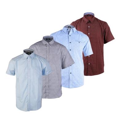 China Anti-wrinkle Design Professional 100% Cotton Printed Sleeve Summer Poplin Men Fashion Stylish Short Dress Shirt for sale