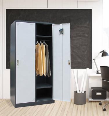 China JIN FENG Changing Room Knock Down Cheap Detachable Steel Wardrobe 2 Compartment Office Clothes Steel Locker for sale