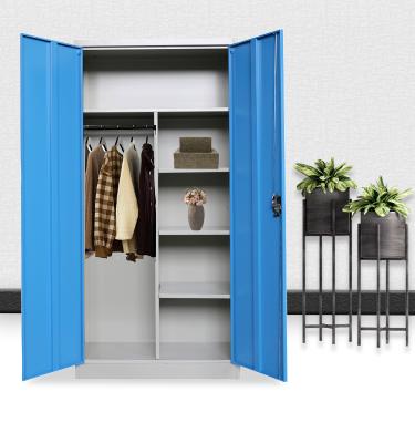 China Knock Down Easy Assemble Steel Structure Factory Sale Cabinet Wardrobe Knock Down Metal Cabinet Storage Wardrobe for sale