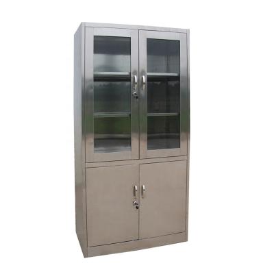 China Modern Furniture Stainless Steel Metal Filing Cabinet For Lab With Two Glass Door for sale