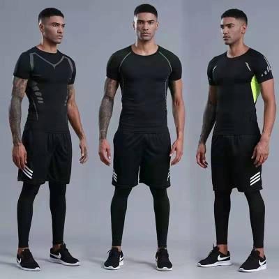 China Hot Selling Men2 Pieces Breathable Gym Fitness Set Quick Dry Sports Suit Wear Stretchy Training Basketball Suite Suits Workout Apparel for sale