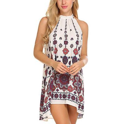 China Dress Form-flattering Fit Comfortable Printed Casual Women's Fashion Halter Summer Dress Washable Great For Any Occasion for sale