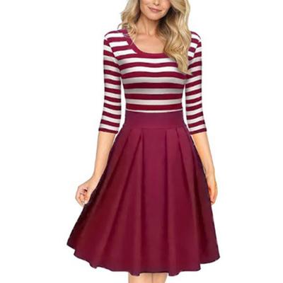 China Anti-wrinkle women's fashion dress. Classiest Shape-flattering Design Smooth Stripe Slim Construction Available.Comfortable Dress for sale