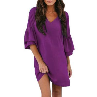 China Summer Plus Size Dress Women Classy Dress For Women Ruffled Sleeve Design Knee-Length Construction for sale