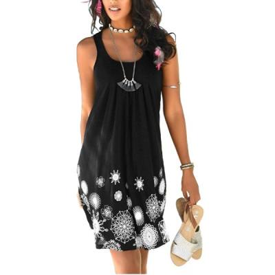 China Women's breathable fashion printed knee-length casual dress for summer for sale