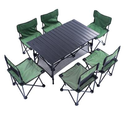 China Modern Outdoor Picnic Fabric Picnic Chair 600D Oxford Beach Funiture Folding Black Table Set For Heightening Park Garden for sale