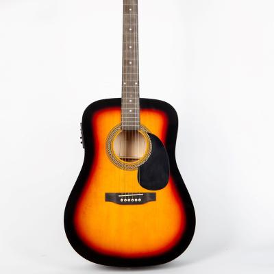 China Basswood OEM Factory All Laminate Dreadnought Sunburst Electric Acoustic Guitar for sale