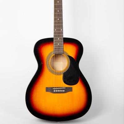 China Basswood OEM Factory All Laminate OM Body Sunburst Electric Acoustic Guitar for sale