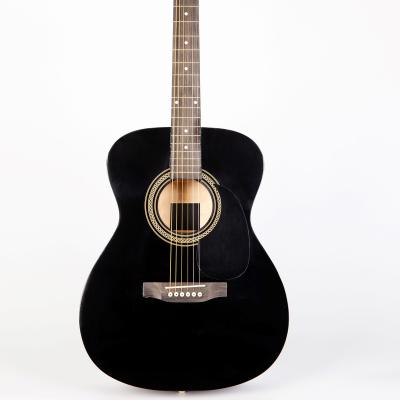 China Basswood OEM Factory All Laminate OM Body Black Electric Acoustic Guitar for sale