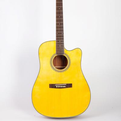 China Solid Spruce Top OEM Factory Solid Spruce Top Mahogany Back Dreadnought Cutaway Natural Electric Acoustic Guitar for sale