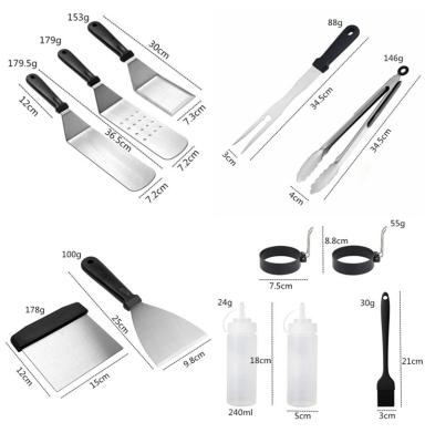 China Easily Cleaned Stainless Steel BBQ Tool Kit Amazon Hot Sale BBQ Kit 15 Set Cooking Portable Spatula for sale