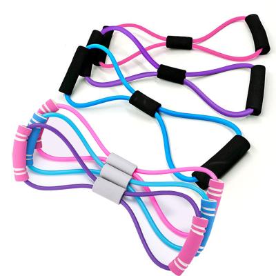 China Hot Selling Multifunctional 8 Figures Pull Up Device Yoga Beauty Back Chest Expander Fitness Pull Rope Hip Resistance Exercise Band for sale