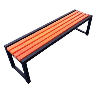 China 2022 Hot Sale Durable Classic Outdoor Bench Chair With Metal Leg Outside Street Seat Public Park Popular Wooden Chair for sale