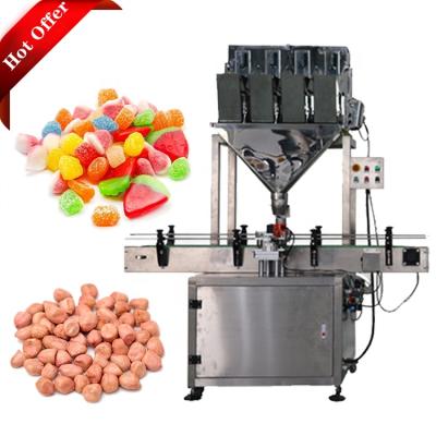 China Automatic 4 Head Linear Food Weigher 4 Scales Peanut Granules Linear Bottle Filling Machine for sale